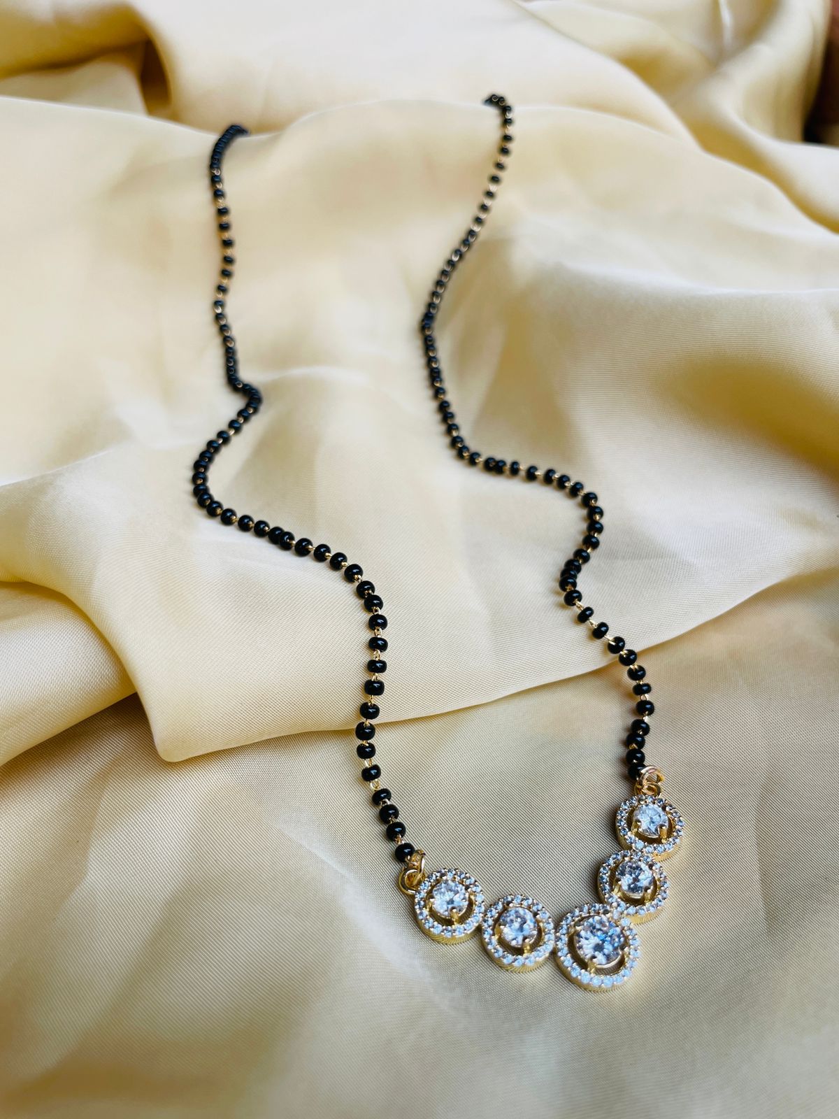 Moonshine Round Gold Plated Mangalsutra - Abdesignsjewellery