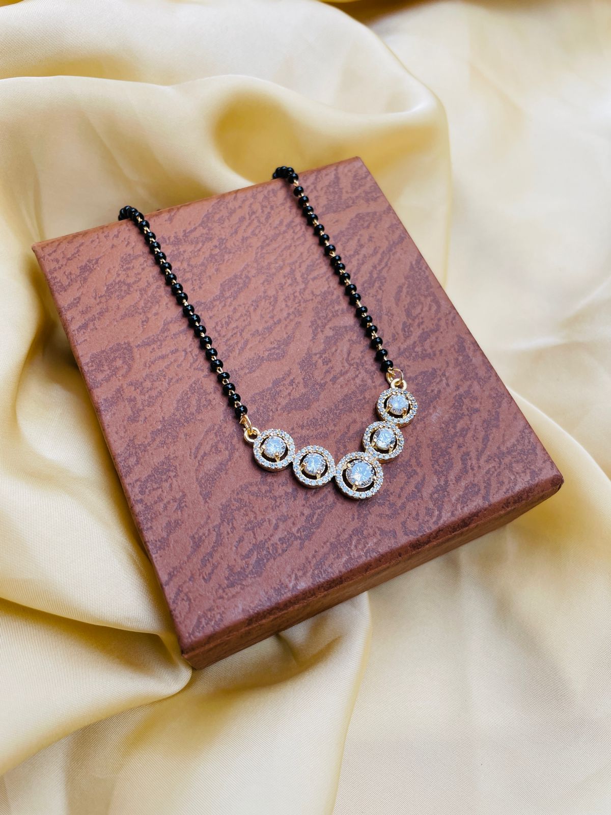 Moonshine Round Gold Plated Mangalsutra - Abdesignsjewellery