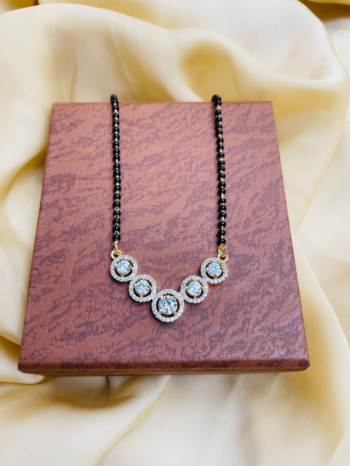 Moonshine Round Gold Plated Mangalsutra - Abdesignsjewellery