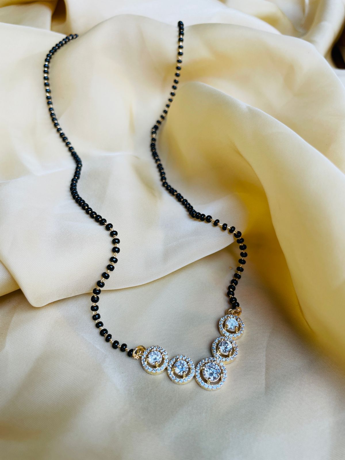 Moonshine Round Gold Plated Mangalsutra - Abdesignsjewellery