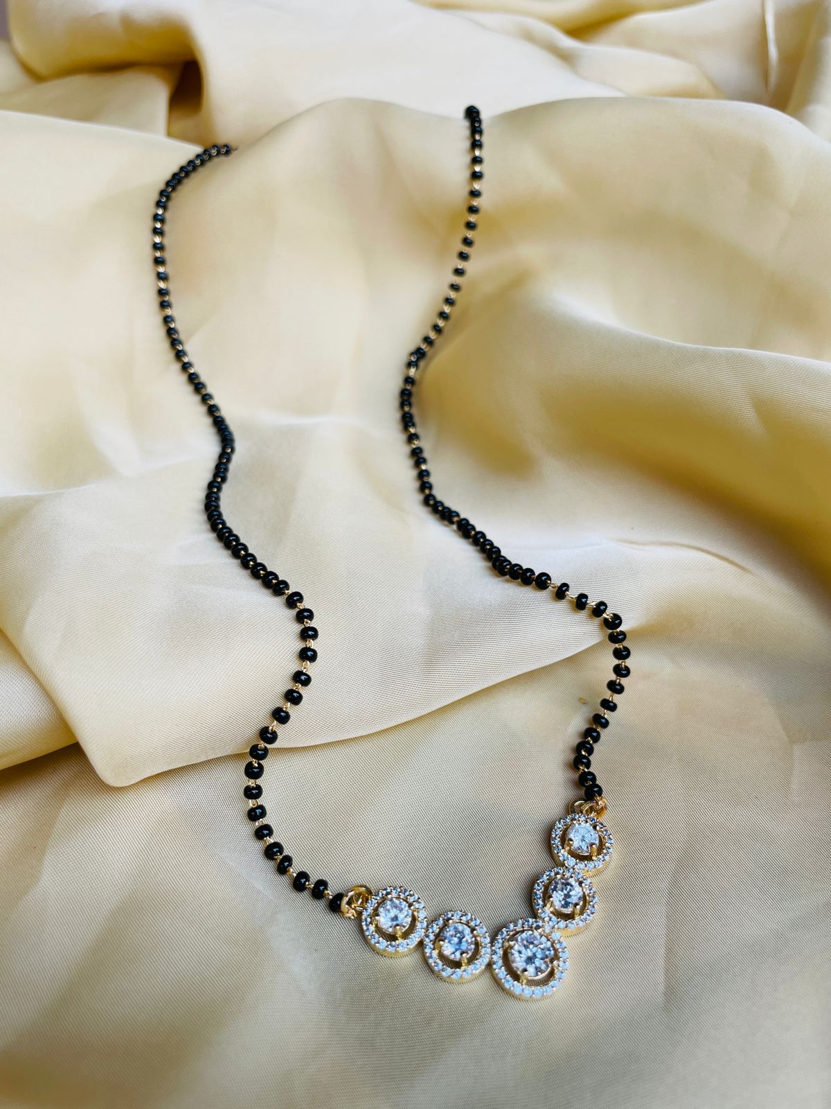 Moonshine Round Gold Plated Mangalsutra - Abdesignsjewellery