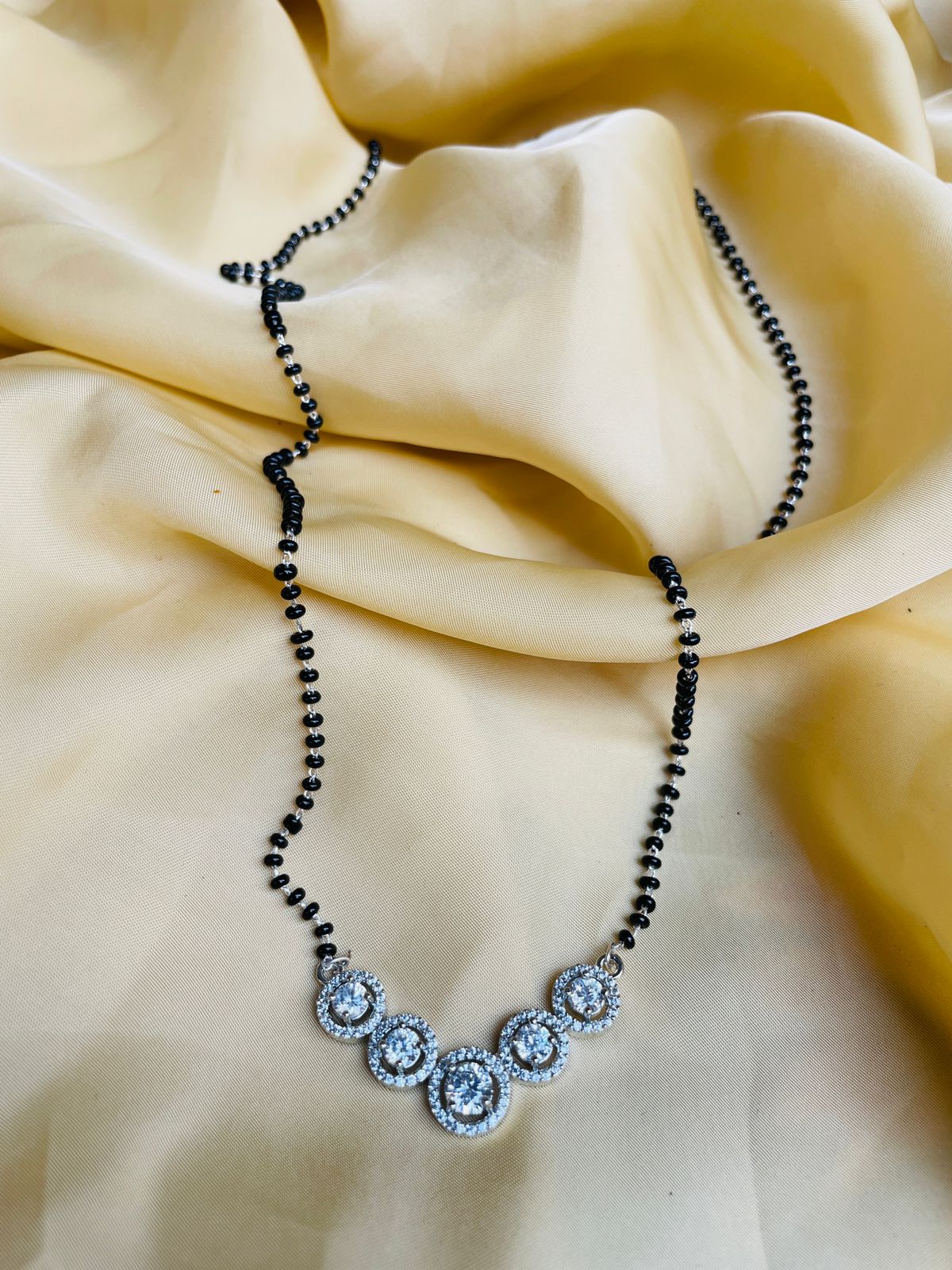 Moonshine Round Silver Plated Mangalsutra - Abdesignsjewellery