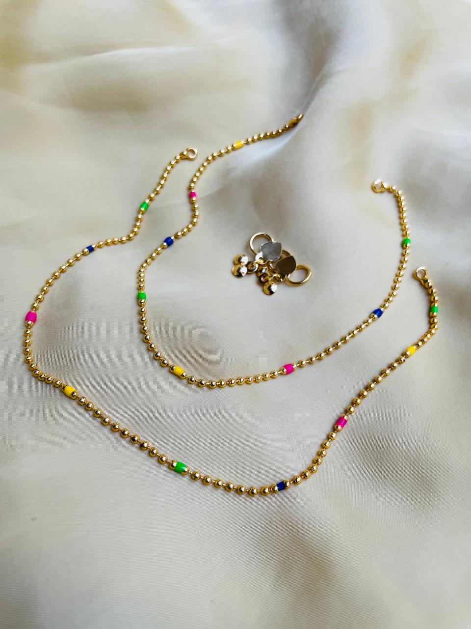 MultiColour Dailywear Gold Plated Anklet