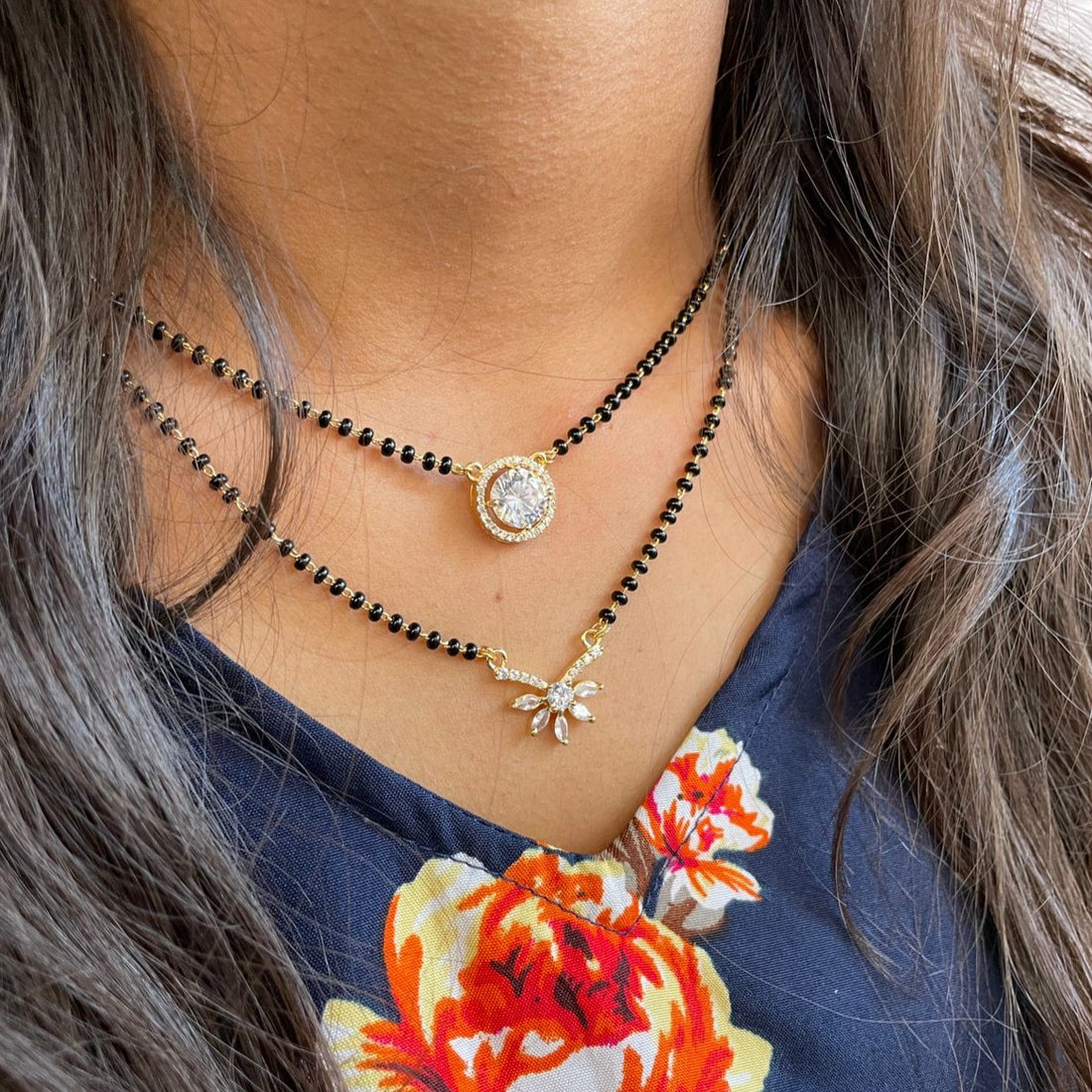 Gold Plated Double Diamond Mangalsutra - Abdesignsjewellery