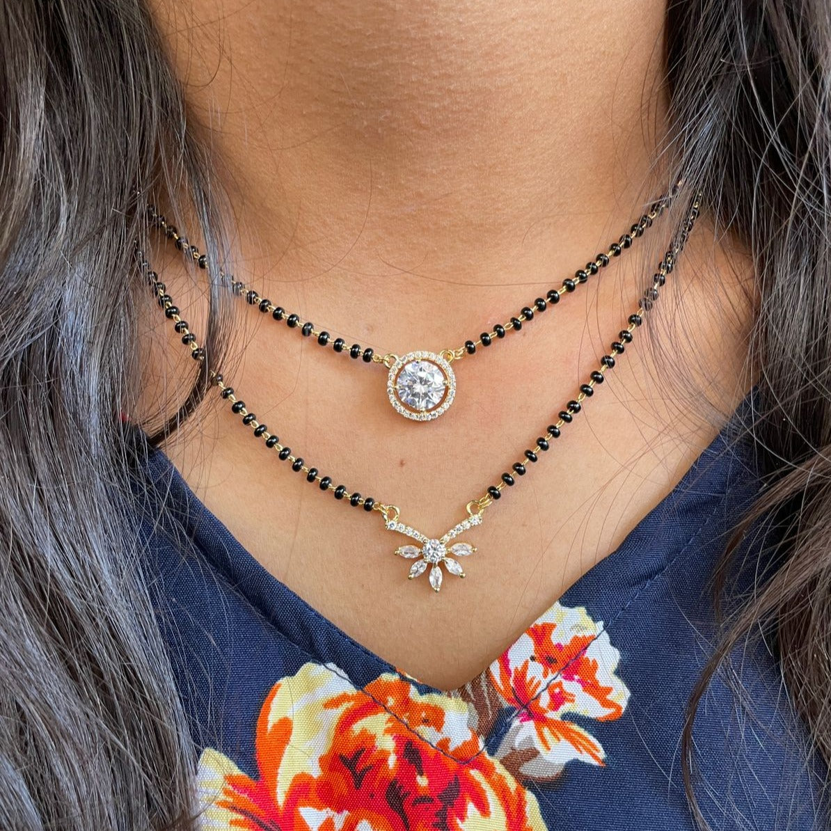 Gold Plated Double Diamond Mangalsutra - Abdesignsjewellery