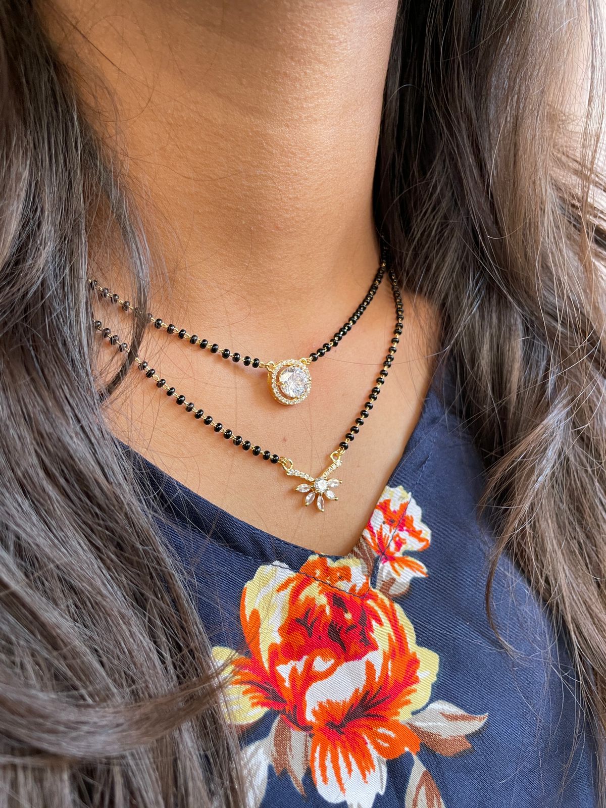 Gold Plated Double Diamond Mangalsutra - Abdesignsjewellery