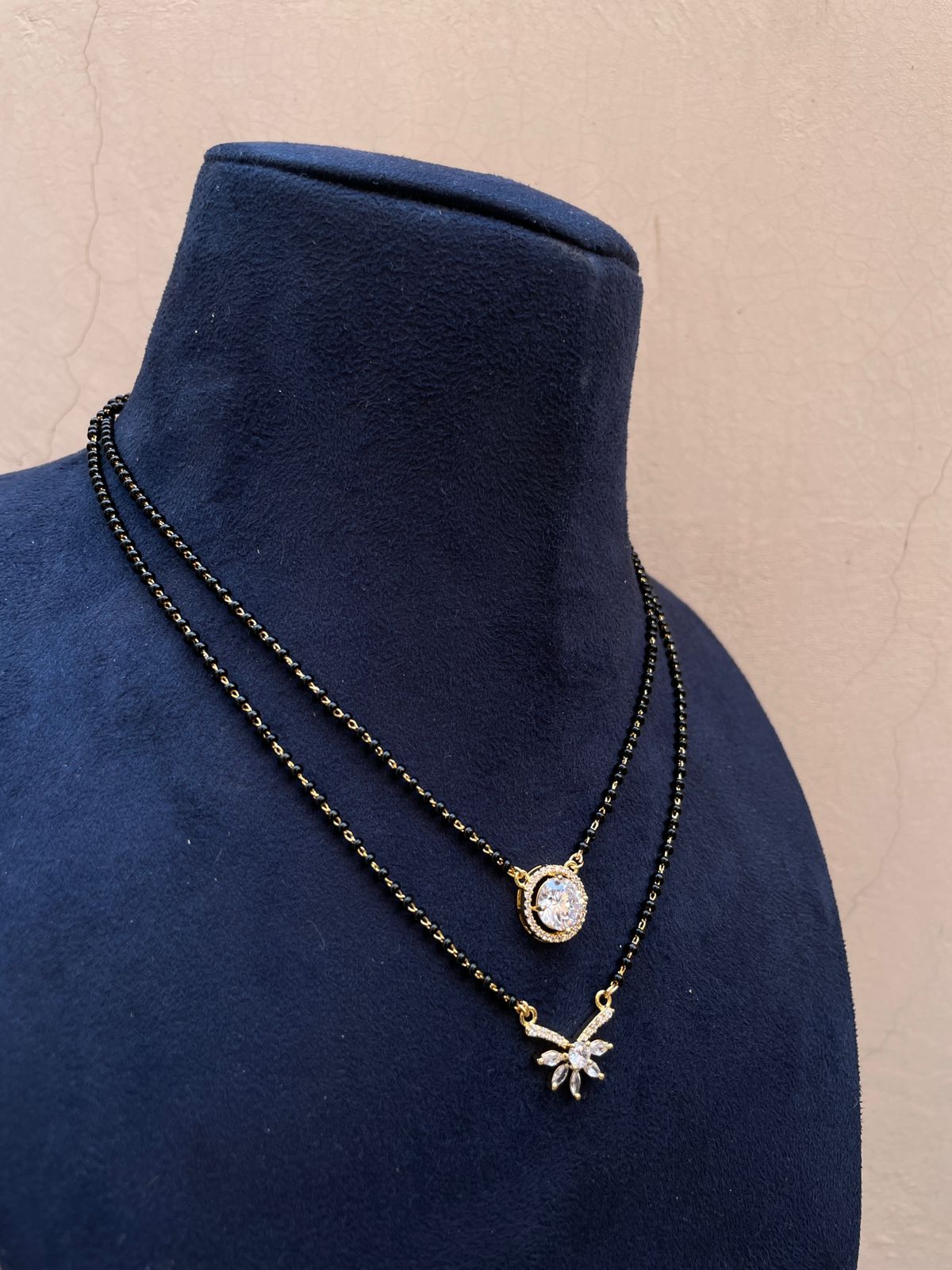 Gold Plated Double Diamond Mangalsutra - Abdesignsjewellery