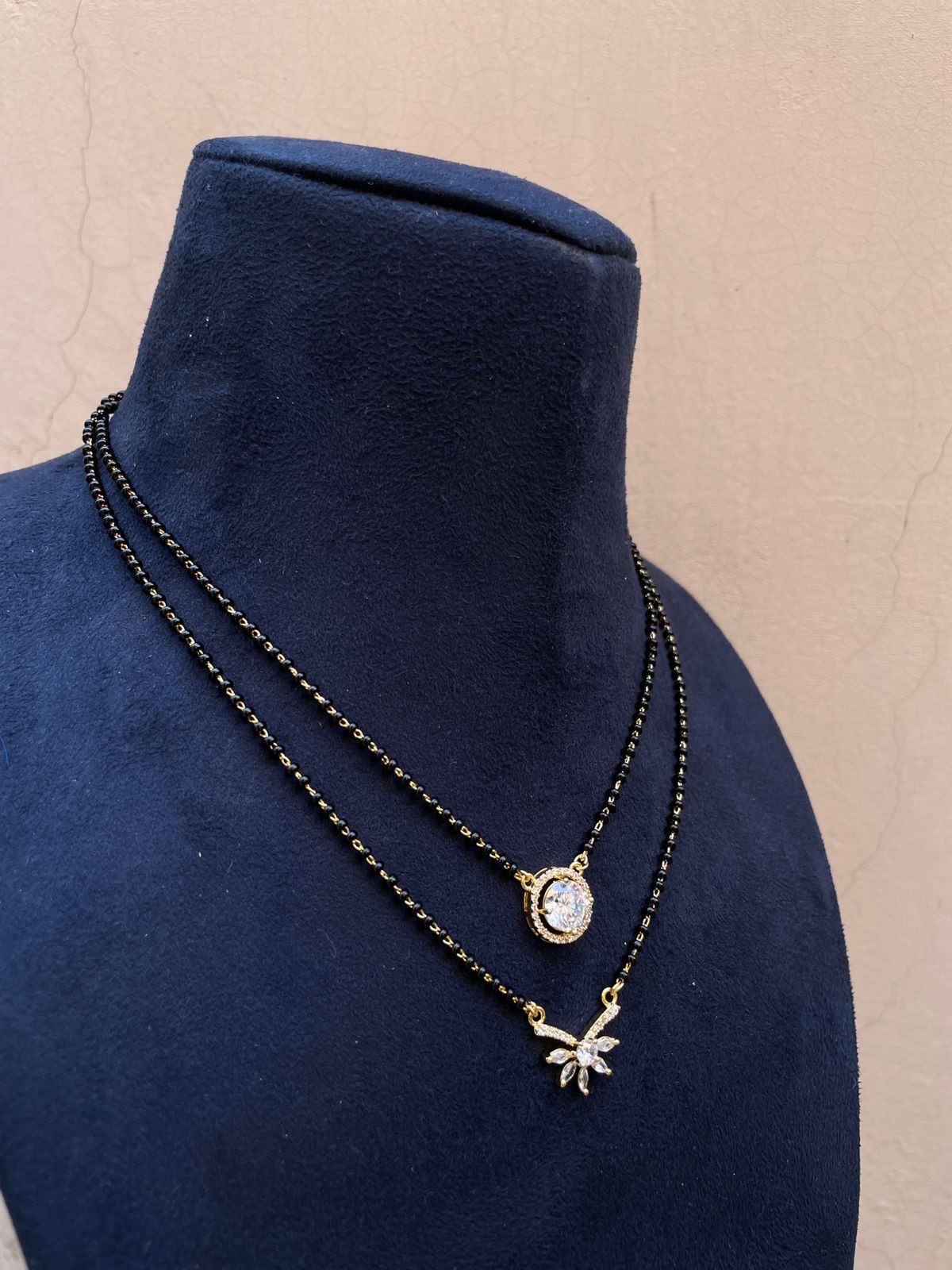 Gold Plated Double Diamond Mangalsutra - Abdesignsjewellery