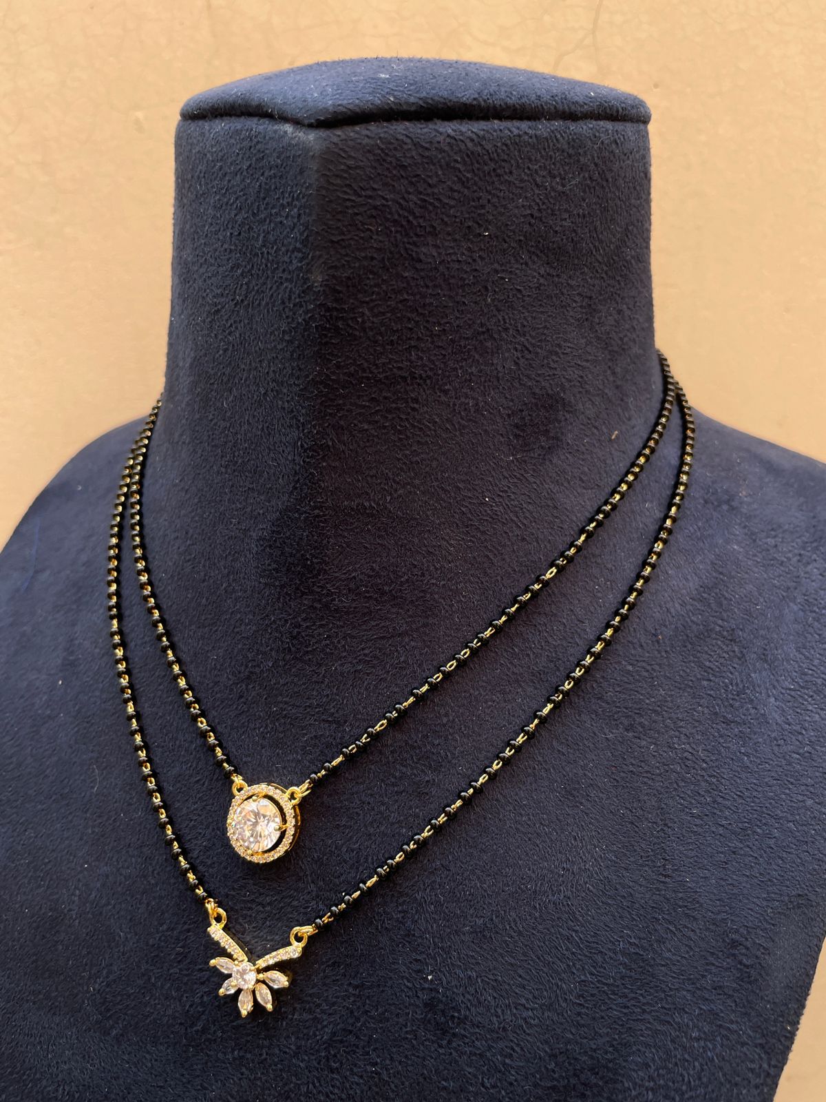 Gold Plated Double Diamond Mangalsutra - Abdesignsjewellery