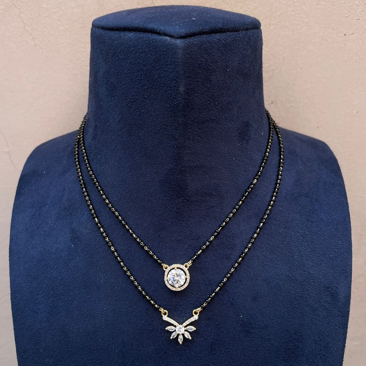 Gold Plated Double Diamond Mangalsutra - Abdesignsjewellery