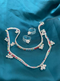 Thumbnail for Multicolour Silver Anklet Toerings Combo Jewellery