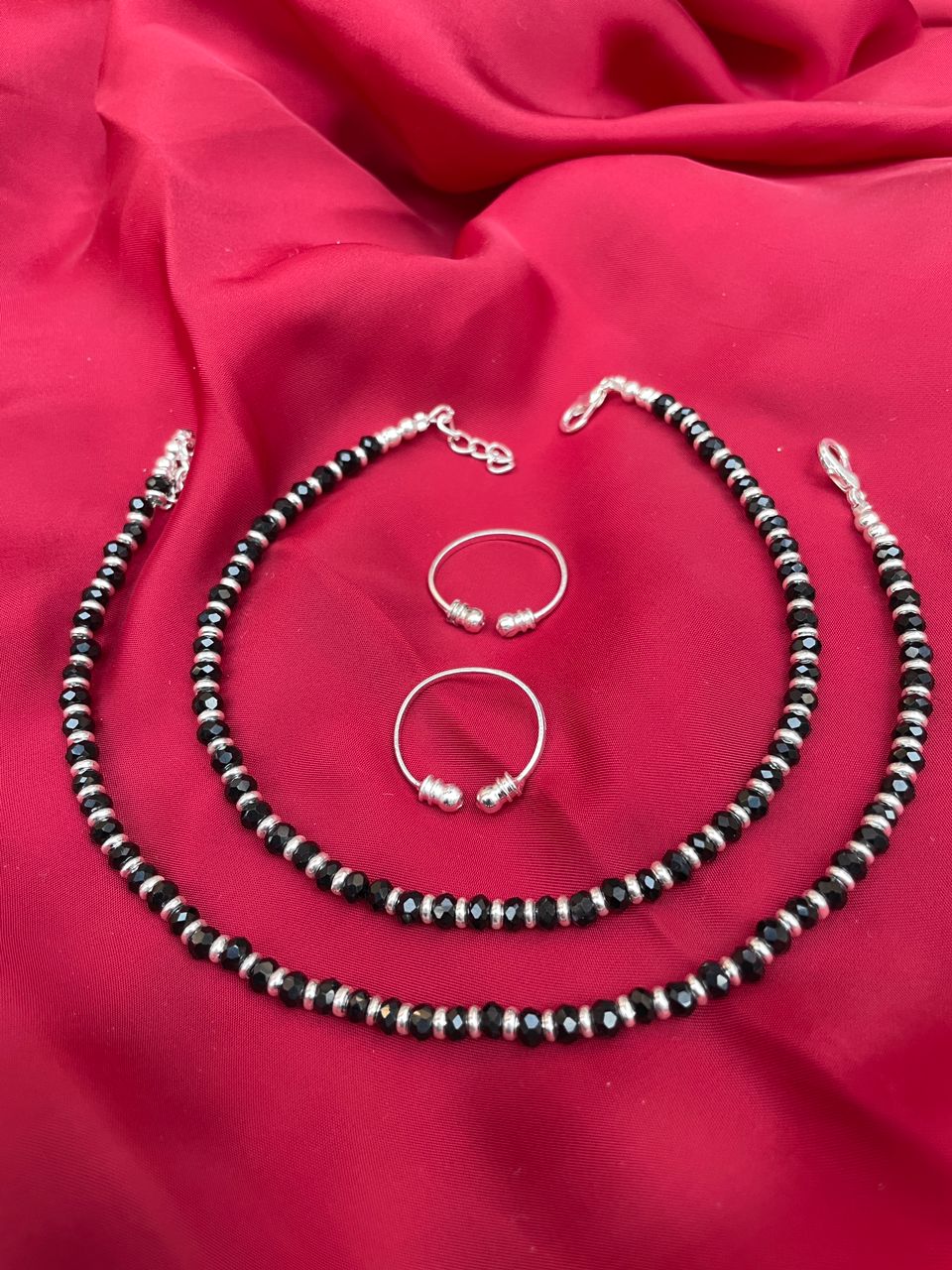 BlackBead Anklet Toe Rings Combo - Abdesignsjewellery