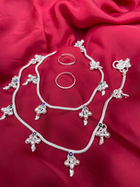 Thumbnail for Beautiful Meenakari Silver Anklet Toerings Combo Jewellery