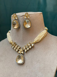 Thumbnail for Silver Jadau Polki Diamond Choker Necklace