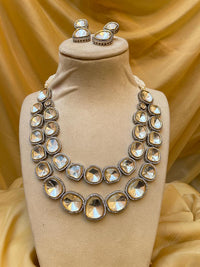 Thumbnail for Double Line Uncut Polki Necklace - Abdesignsjewellery