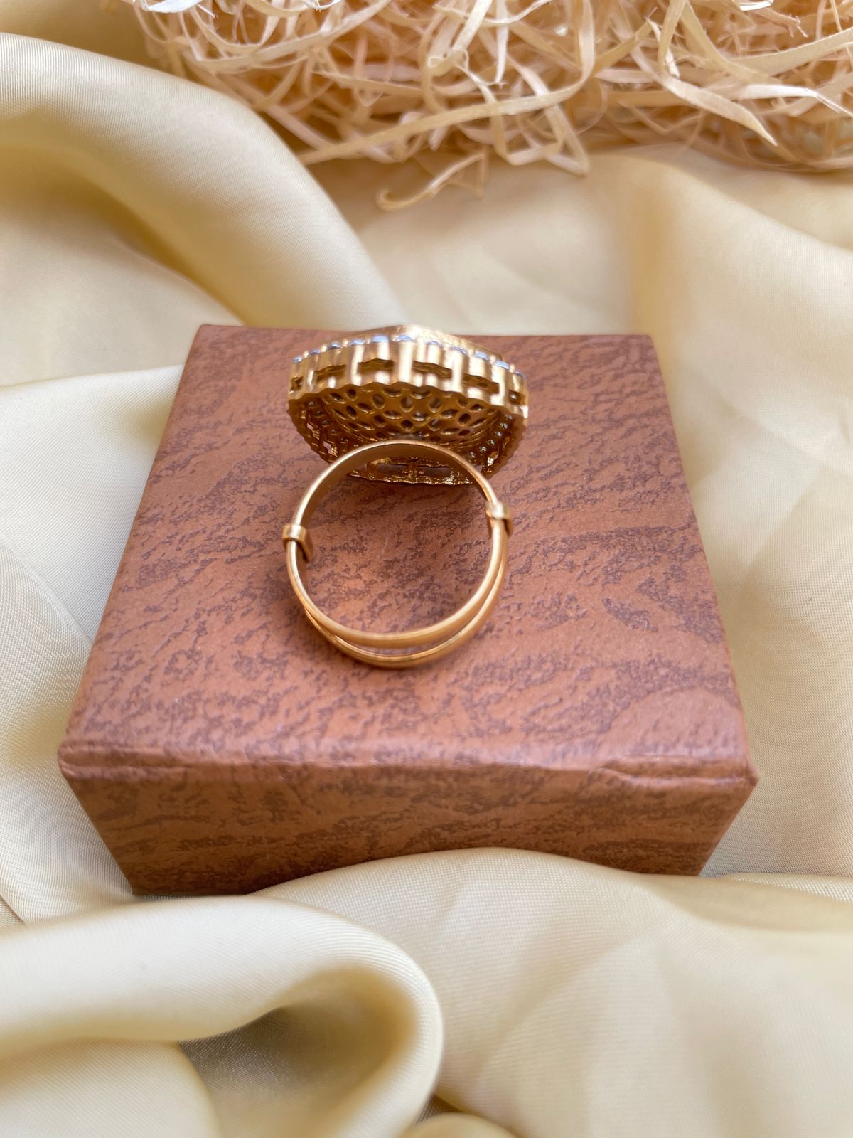 Matt Gold Plated Glass Polki Ring