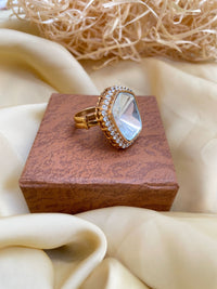 Thumbnail for Matt Gold Plated Glass Polki Ring