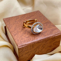 Thumbnail for Elegant Matt Gold Plated Polki Ring - Abdesignsjewellery