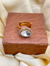 Thumbnail for Elegant Matt Gold Plated Polki Ring