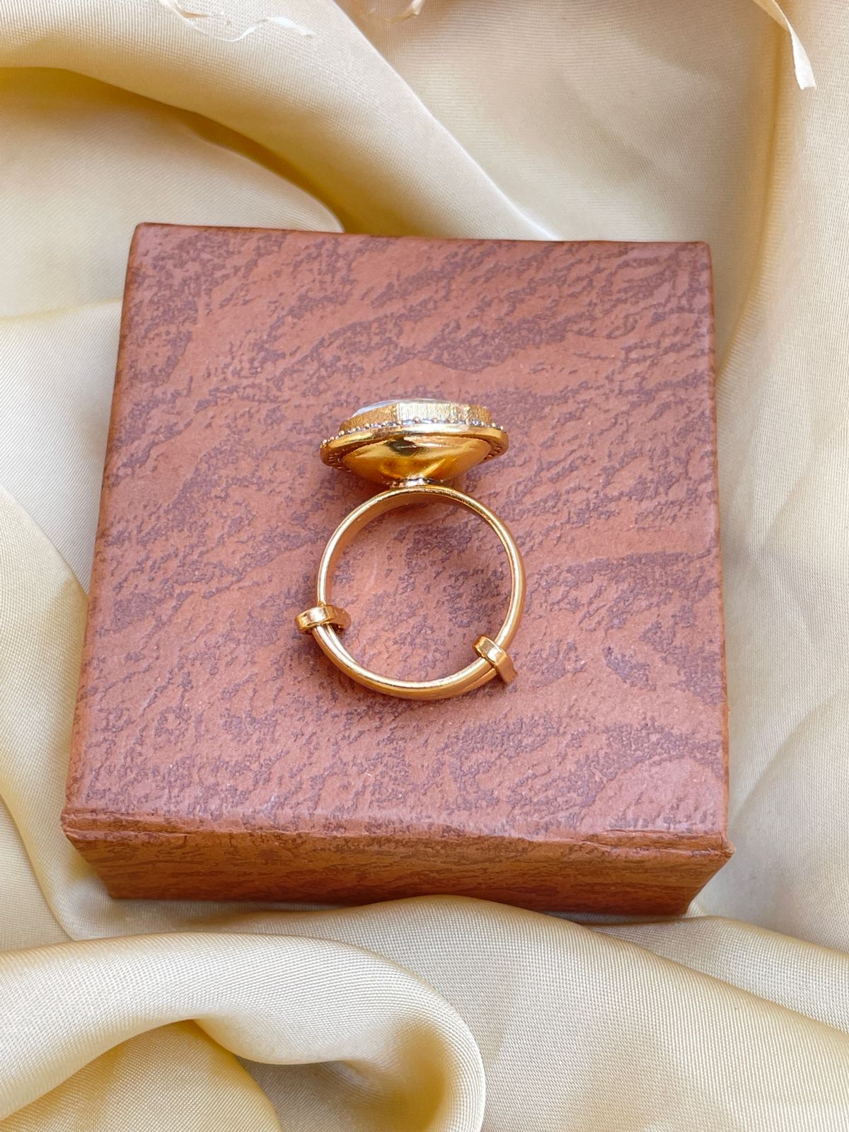 Elegant Matt Gold Plated Polki Ring