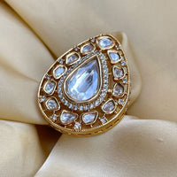 Thumbnail for Oval Shape Glass Kundan Free Size Ring