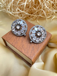 Thumbnail for Victorian Round White Stone Earrings