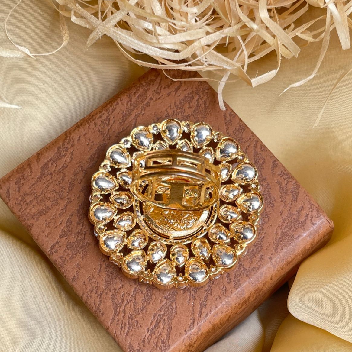 Melissa Queen Gold Plated American Diamond Ring