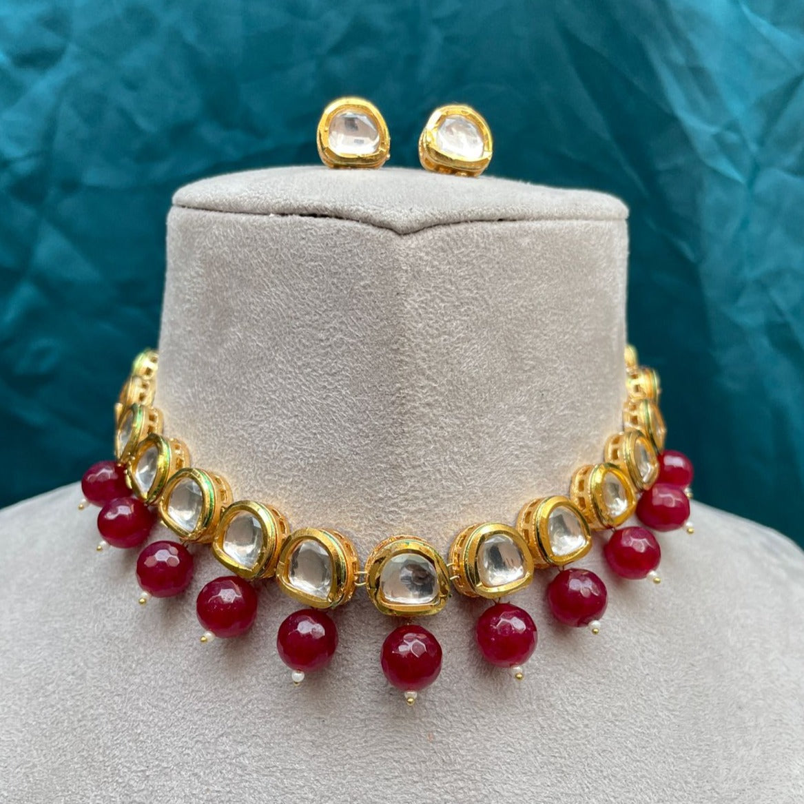 Single Line Kundan Bead Choker Necklace