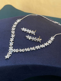 Thumbnail for Elegant Silver Flower Necklace