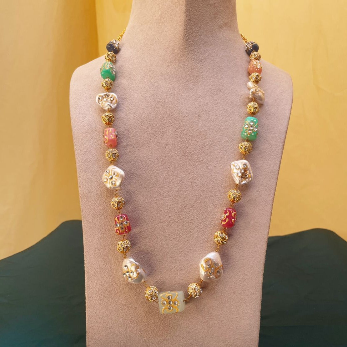 Jaipuri Colourful Baroque Pearl Beads Mala