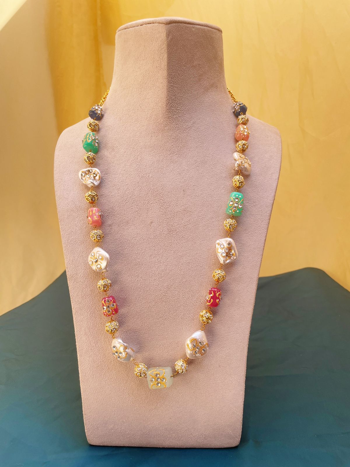 Jaipuri Colourful Baroque Pearl Beads Mala