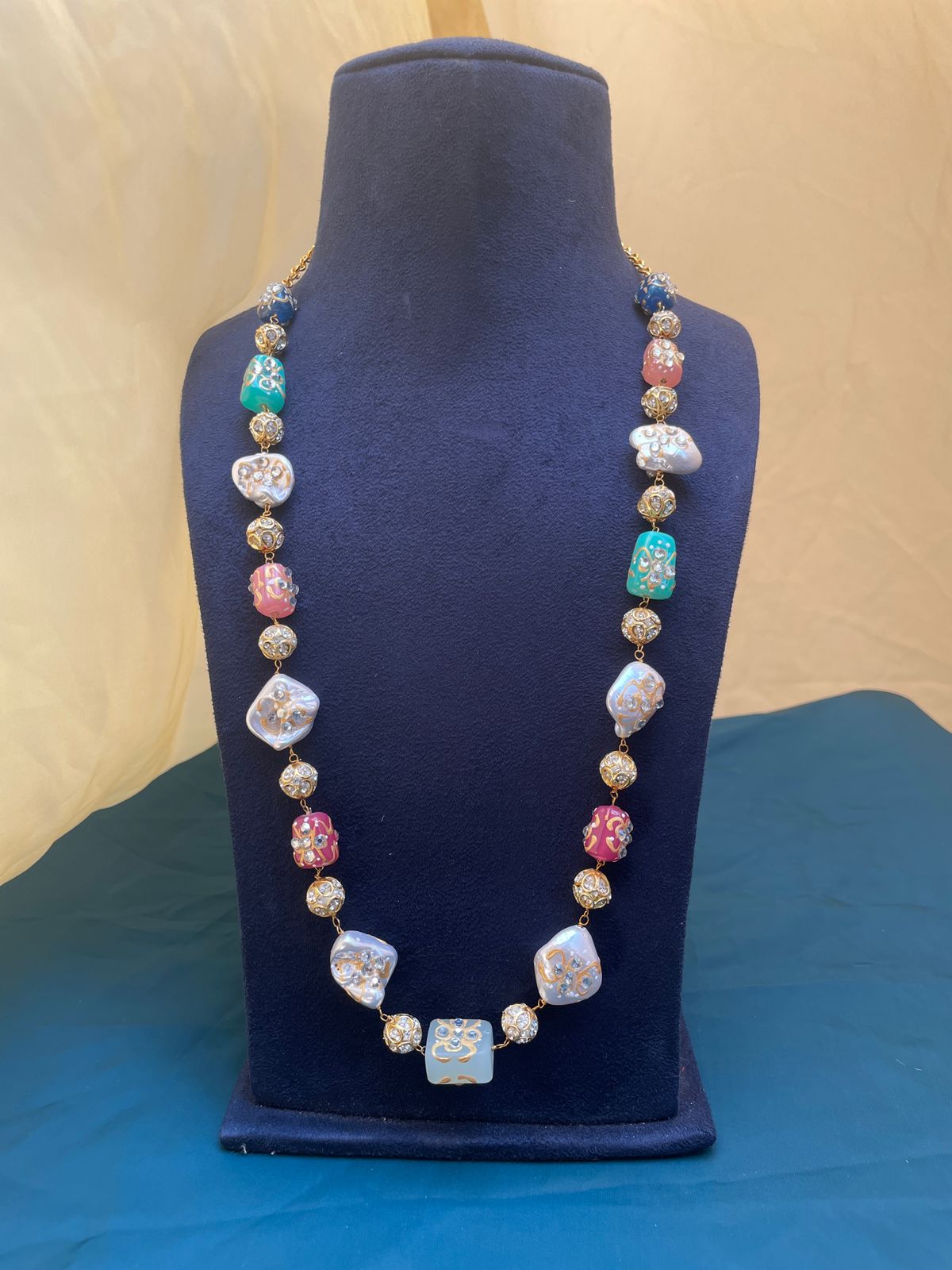 Jaipuri Colourful Baroque Pearl Beads Mala