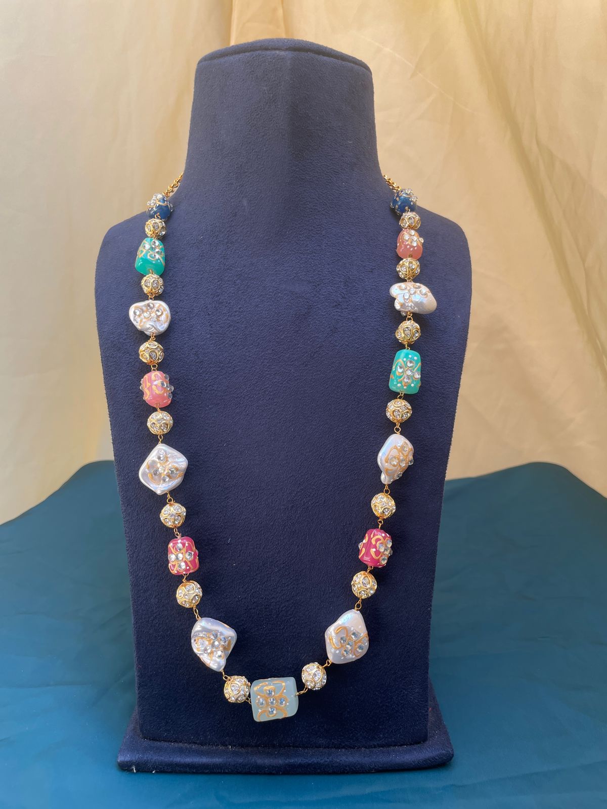 Jaipuri Colourful Baroque Pearl Beads Mala