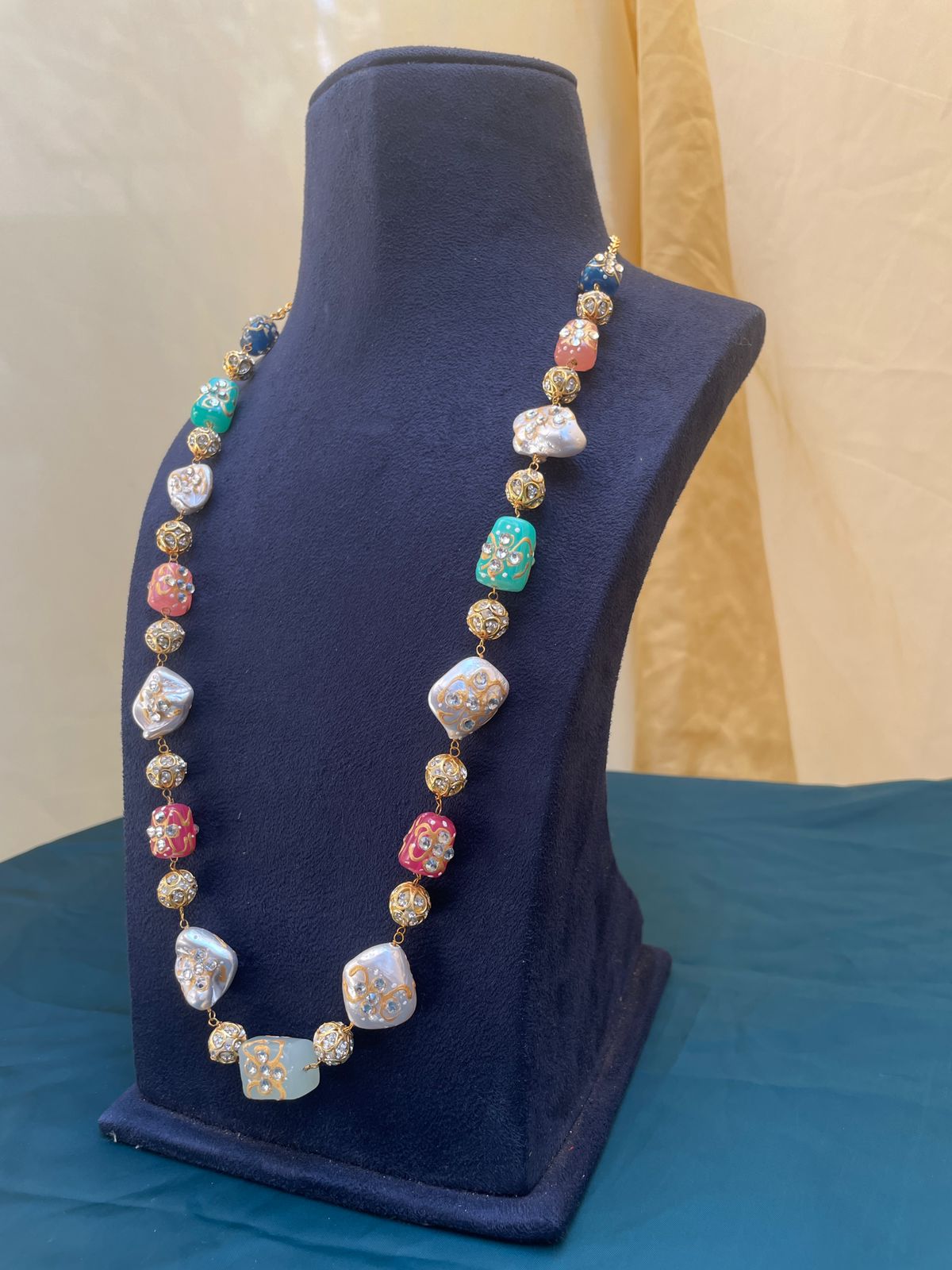 Jaipuri Colourful Baroque Pearl Beads Mala