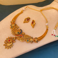 Thumbnail for Handpainted Peacock Antique Matt Polish Necklace & Earrings