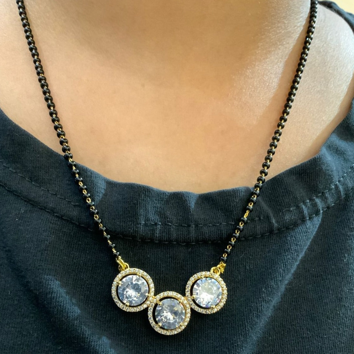 Three Silver Stone Mangalsutra - Abdesignsjewellery