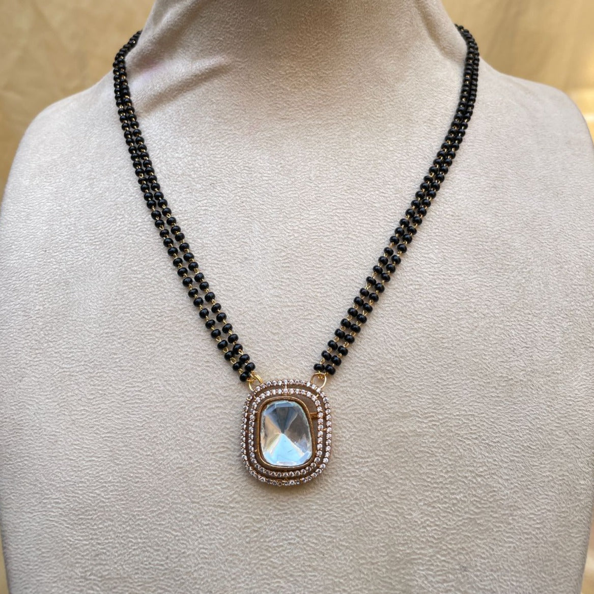 Uncut Gold Polki Diamond Mangalsutra & Earrings