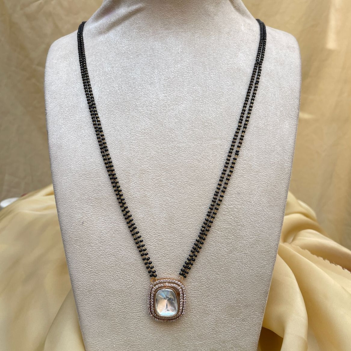 Uncut Gold Polki Diamond Mangalsutra & Earrings