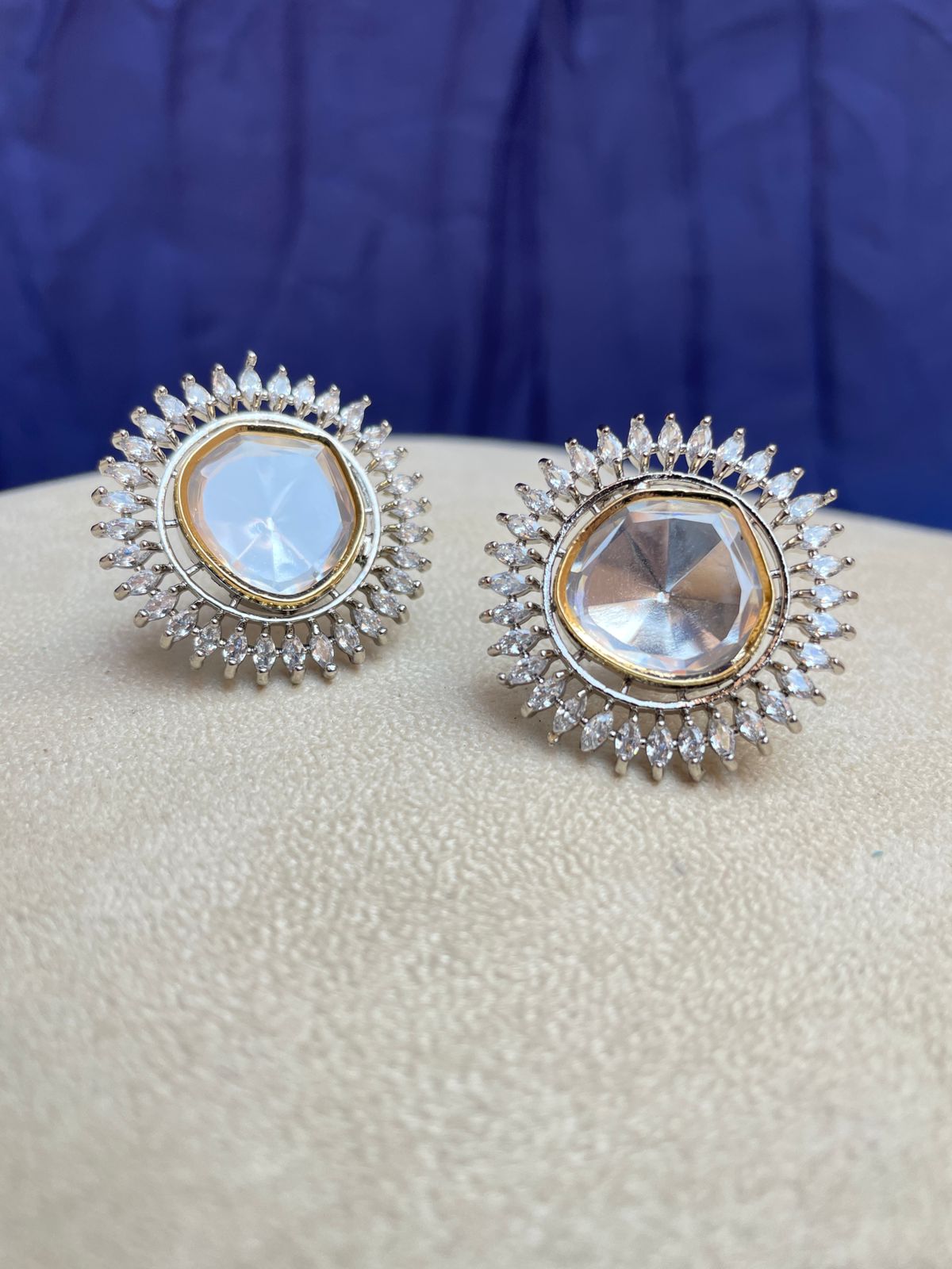 Beautiful Silver Polki Diamond Earring