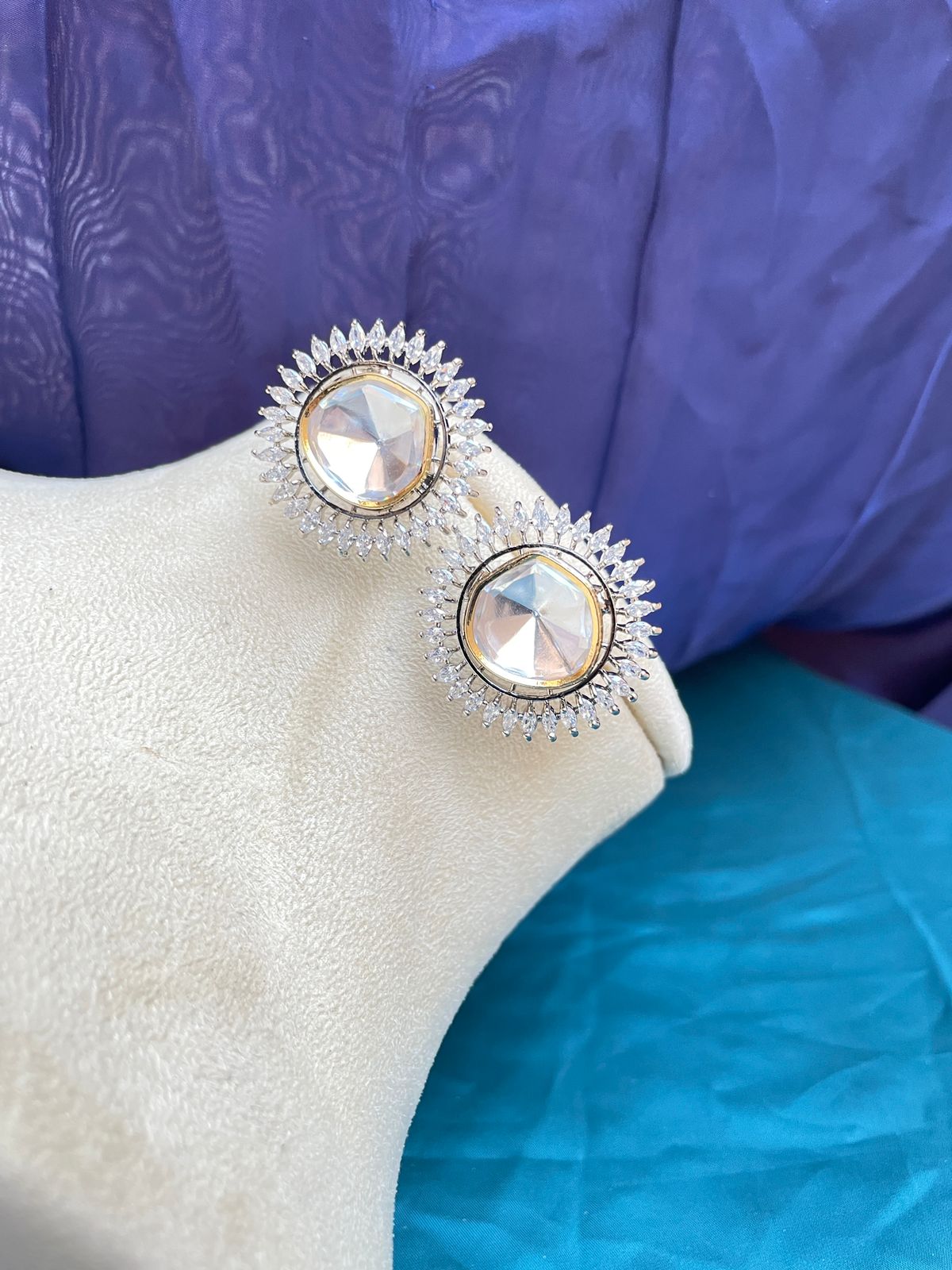 Beautiful Silver Polki Diamond Earring