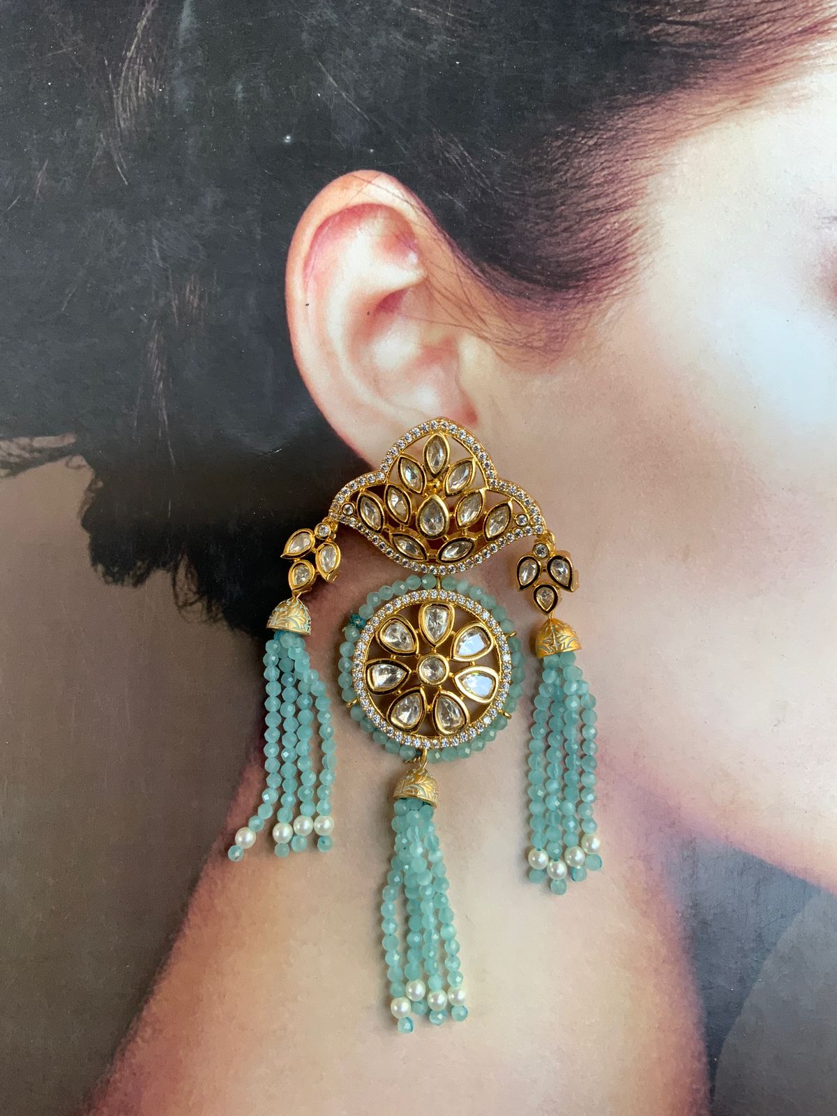 Exqusite High Quality Gold American Diamond Earrings - Abdesignsjewellery