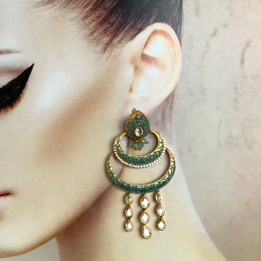 Kundan And Diamonds Embellished Design Earring