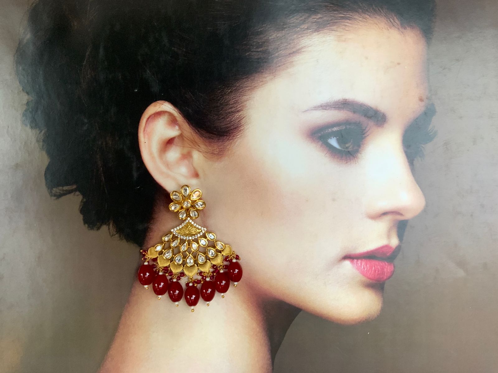 Bling Bag Maroon Chaandbali Earrings - Abdesignsjewellery