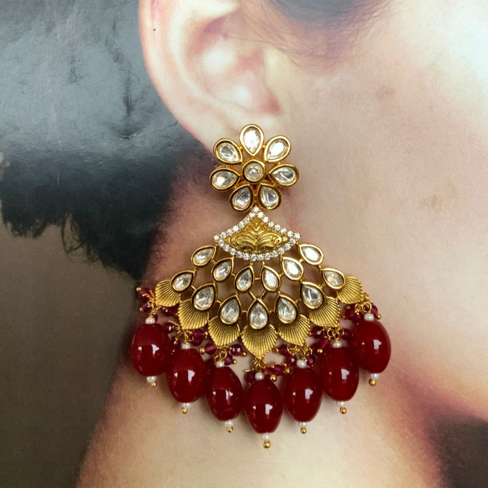 Bling Bag Maroon Chaandbali Earrings - Abdesignsjewellery