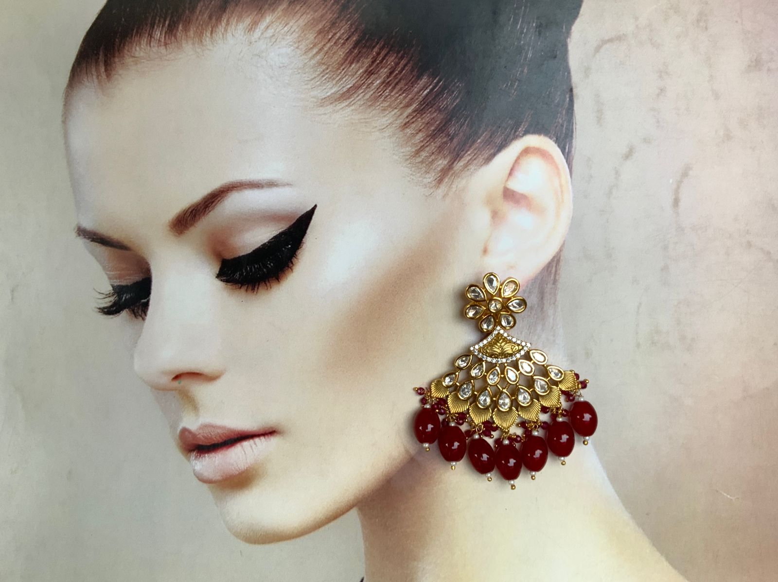 Bling Bag Maroon Chaandbali Earrings - Abdesignsjewellery
