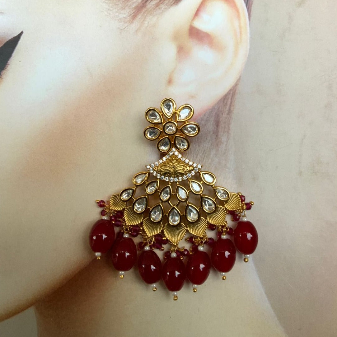 Bling Bag Maroon Chaandbali Earrings - Abdesignsjewellery