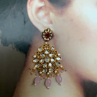 Thumbnail for Pink Floral Ethnic Dangle Earring