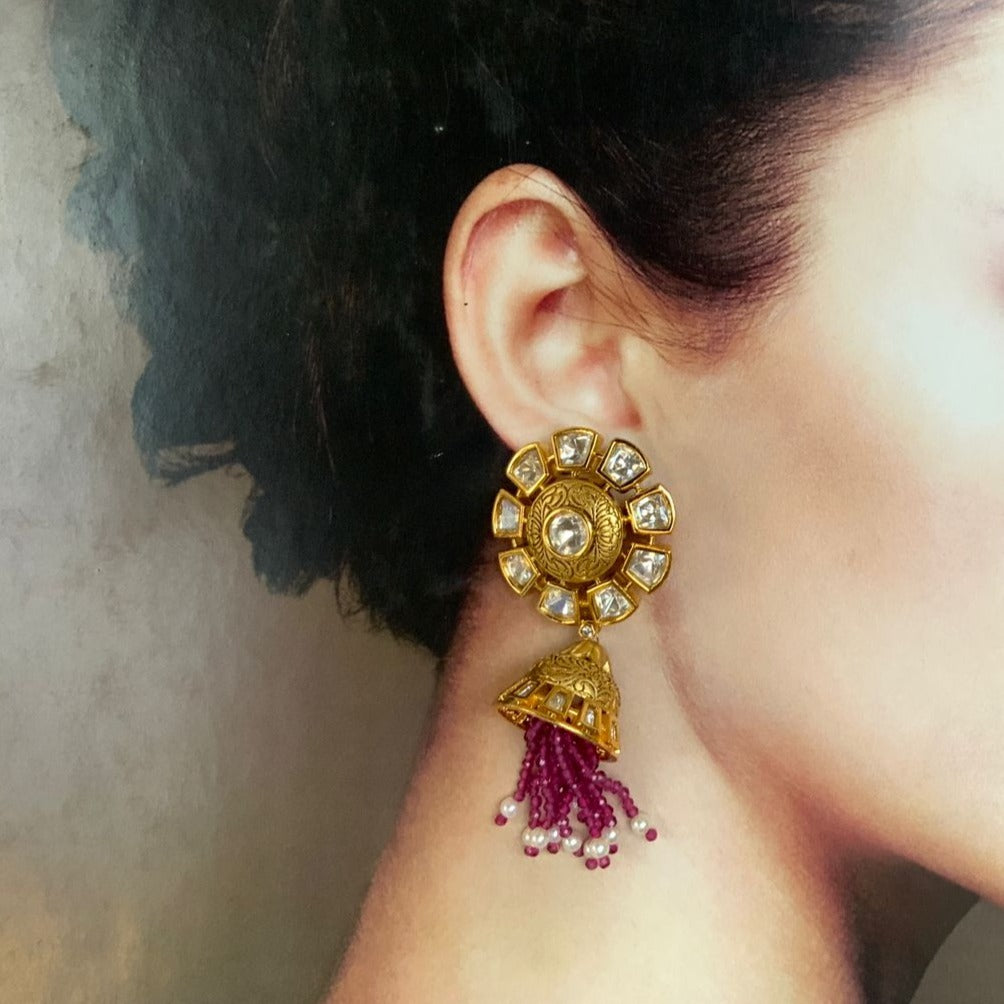 Gold Pearl Jhumka Earrings 22 Karat – aabhushan Jewelers