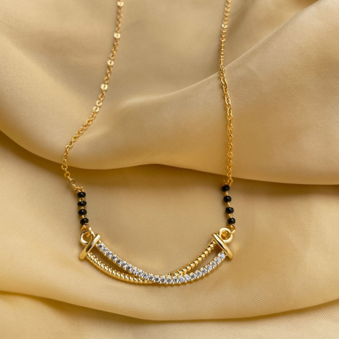 Gold Plated Infinity Diamond Mangalsutra - Abdesignsjewellery