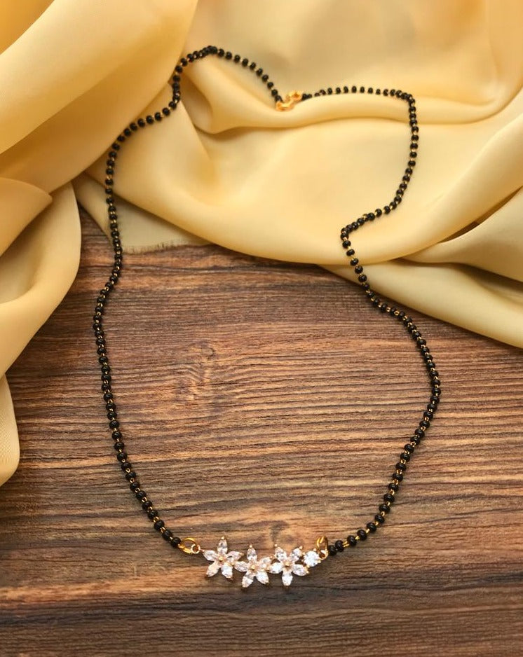 Elegant Rose Gold Flower Mangalsutra - Abdesignsjewellery